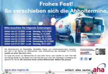 Weihnachten und Neujahr geänderte Müllabfuhr