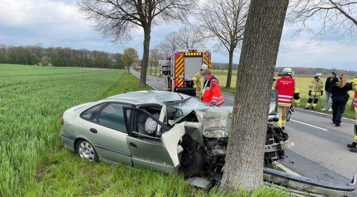 Verkehrsunfall mit eingeklemmter Person auf der L 192