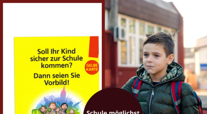 „Kleine Füße-sicherer Schulweg: zur Schule möglichst zu Fuß“ – gelbe Karte für Verstöße –
