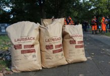 Wieder da: aha bietet Laubsack an, Abholung mit dem Biomül