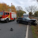 Verkehrsunfall mit eingeklemmter Person auf der B6