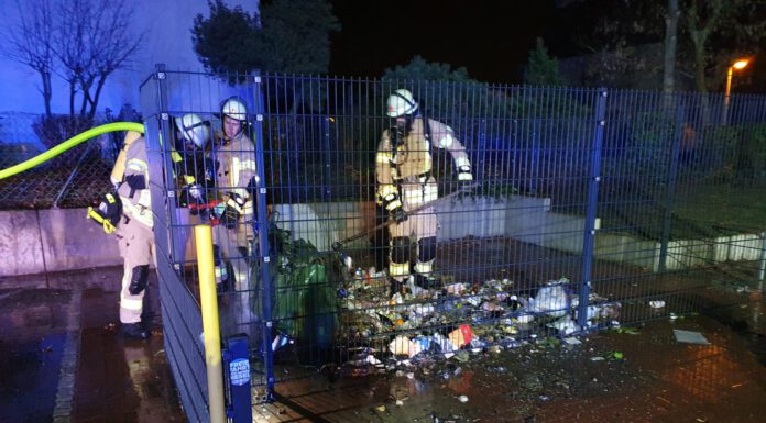 Ruhige Silvesternacht für die Feuerwehren im Neustädterland Containerbrand. Foto: Feuerwehr Neustadt a. Rbg.