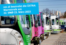 Warnstreiks im öffentlichen Dienst: Bus und Bahn werden zweitägig, am Mittwoch und Donnerstag, bestreikt (22.-23.03.2023)