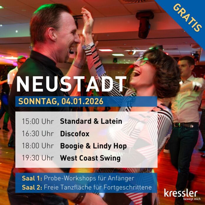 Neujahrs-Workshops in Neustadt bieten kostenlose Tanzangebote für Anfänger und Fortgeschrittene. Jetzt anmelden und tanzen!