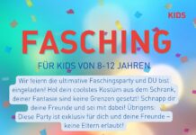 Fasching für alle Kids von 8 bis 12 Jahren – Ultimative Party am 06. Februar 2026 Fasching für alle Kids von 8 bis 12 Jahren - Ultimative Party am 06. Februar 2026
